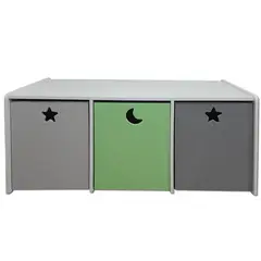 MUEBLES KIDS - Juguetera de 3 cajones verde gris