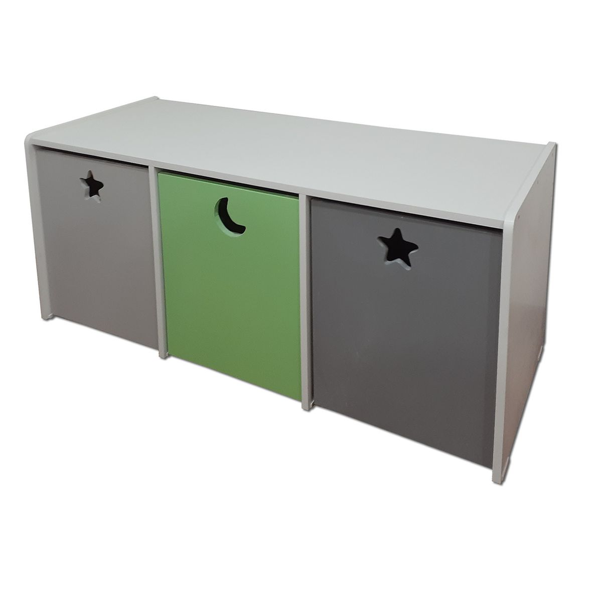 MUEBLES KIDS - Juguetera de 3 cajones verde gris