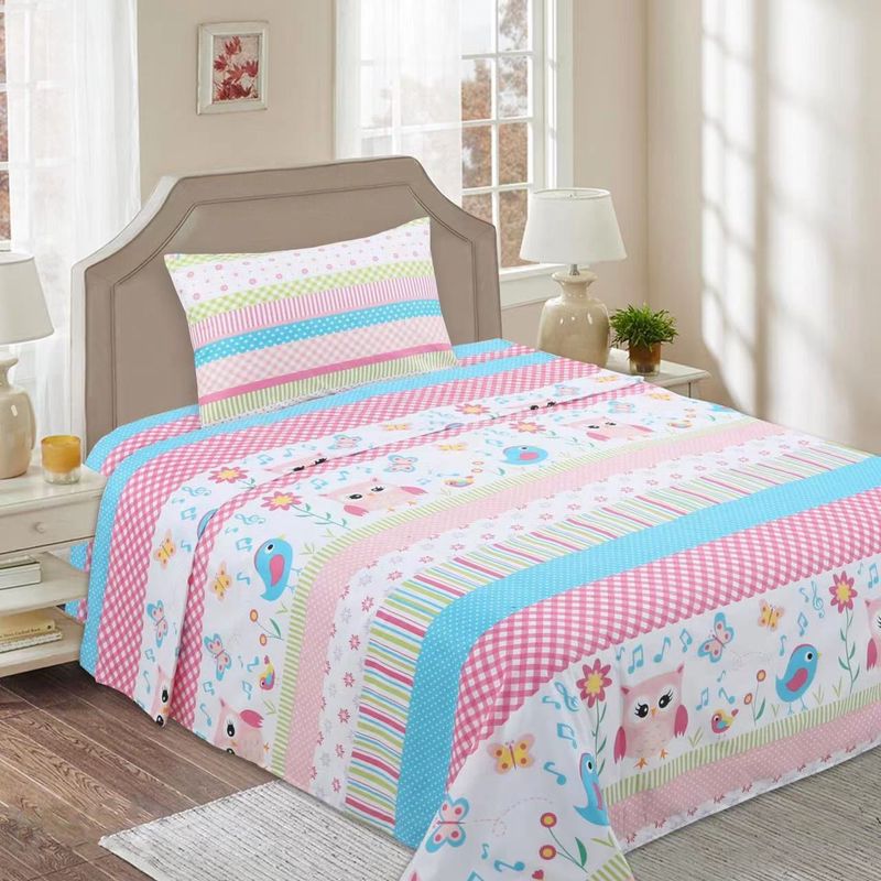 GENERICO - SABANAS DE TELA CON DISEÑO INFANTIL ROSA SET DE 3 PIEZA 1.5 PLAZA