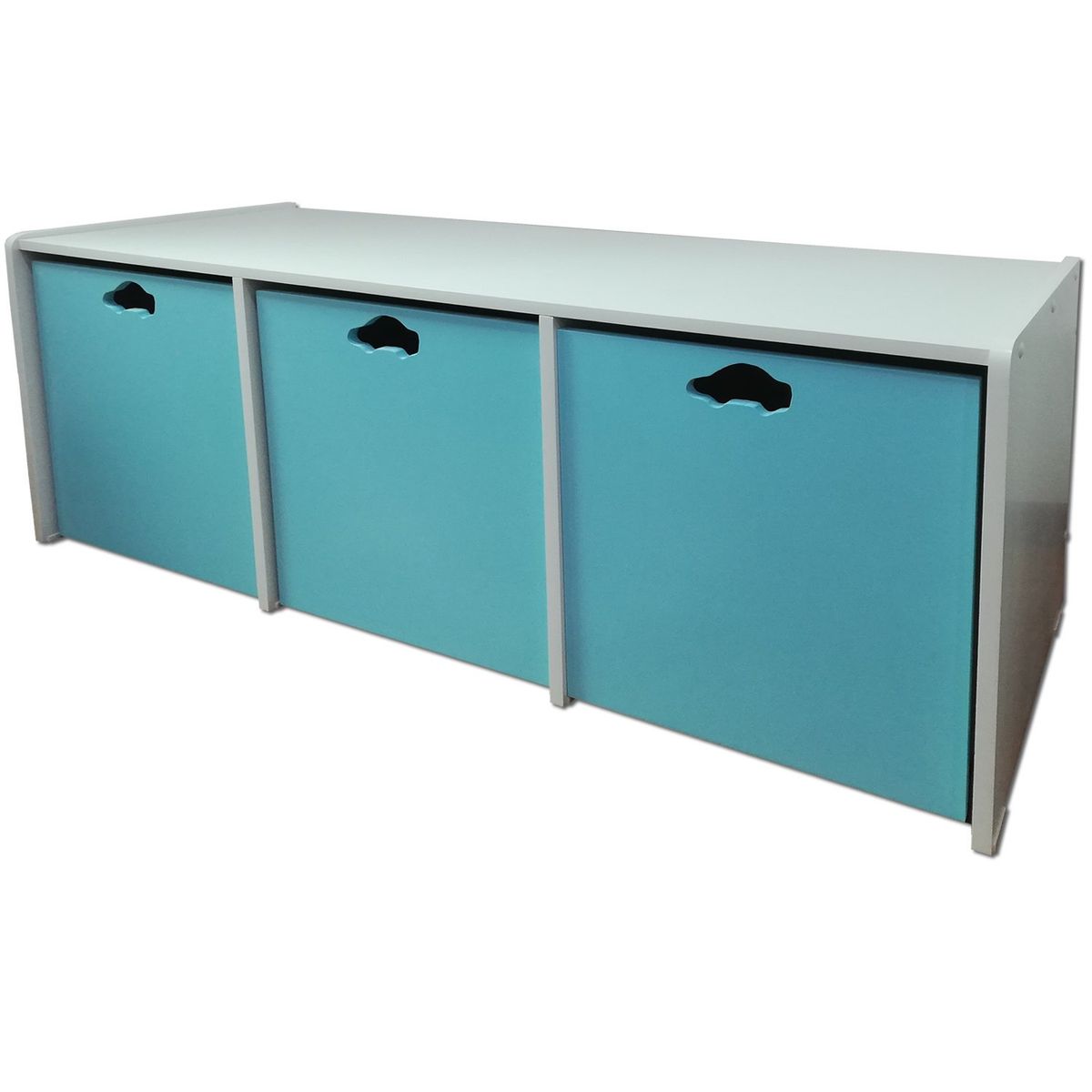 MUEBLES KIDS - juguetera de 3 cajones celeste auto