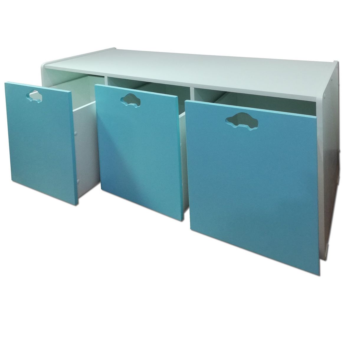 MUEBLES KIDS - juguetera de 3 cajones celeste auto