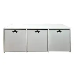 MUEBLES KIDS - Juguetera de 3 cajones blanca auto