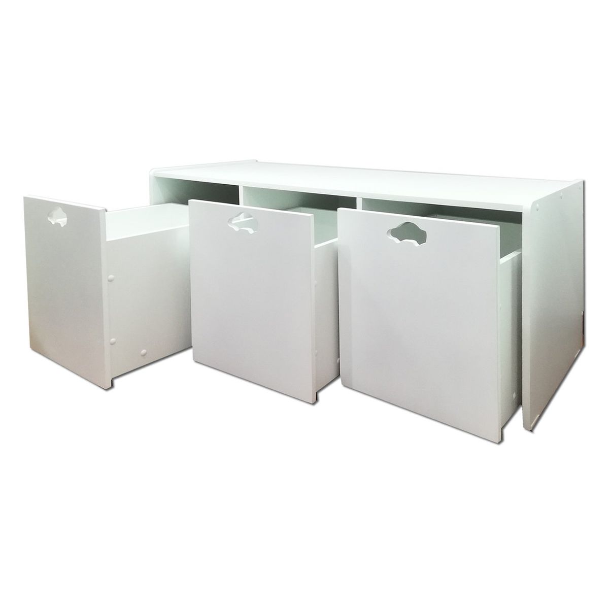 MUEBLES KIDS - Juguetera de 3 cajones blanca auto