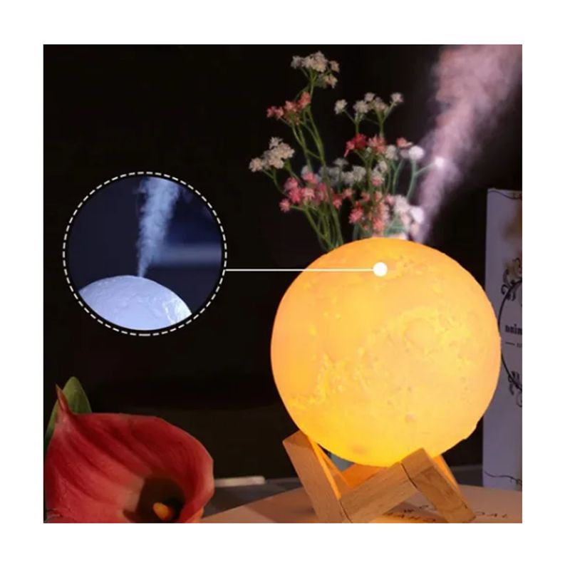 GENERICO - Humidificador Luna Con Luz Led Lampara De Mesa + 12 Esencias De Aroma