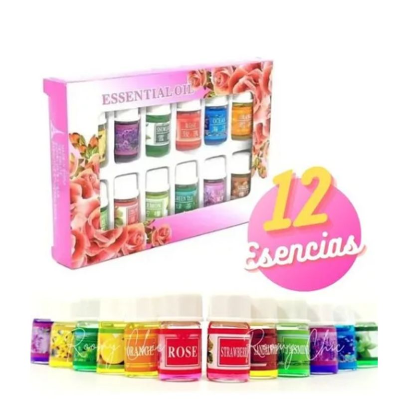 GENERICO - Pack Difusor Aromático + 12 Aceites Esenciales De 3 ml C/U