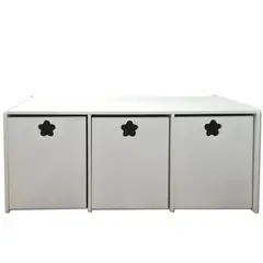 MUEBLES KIDS - Juguetera de 3 cajones blanca flor