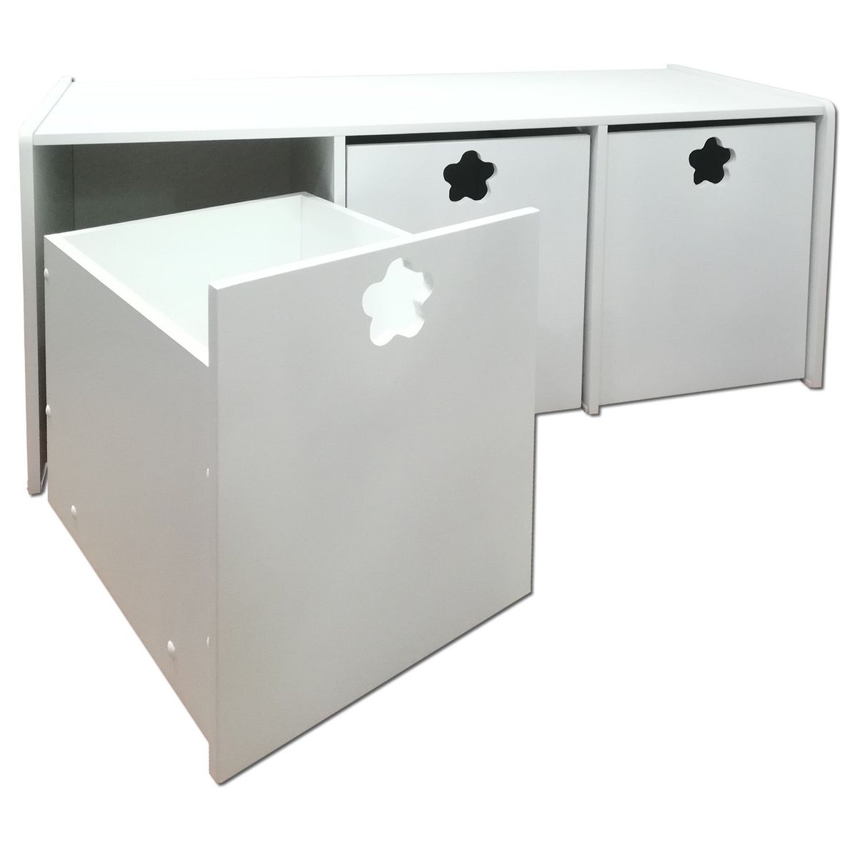 MUEBLES KIDS - Juguetera de 3 cajones blanca flor