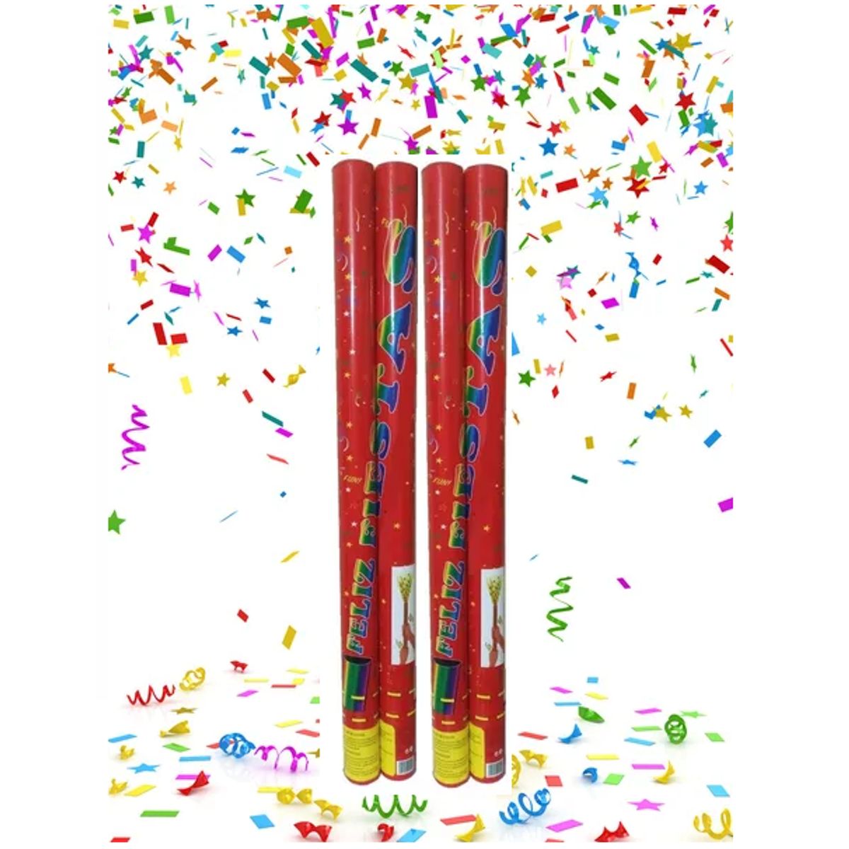 GENERICO - Pack 10 Tubos De Confetis De 1M Cañón Papelillos Multicolor