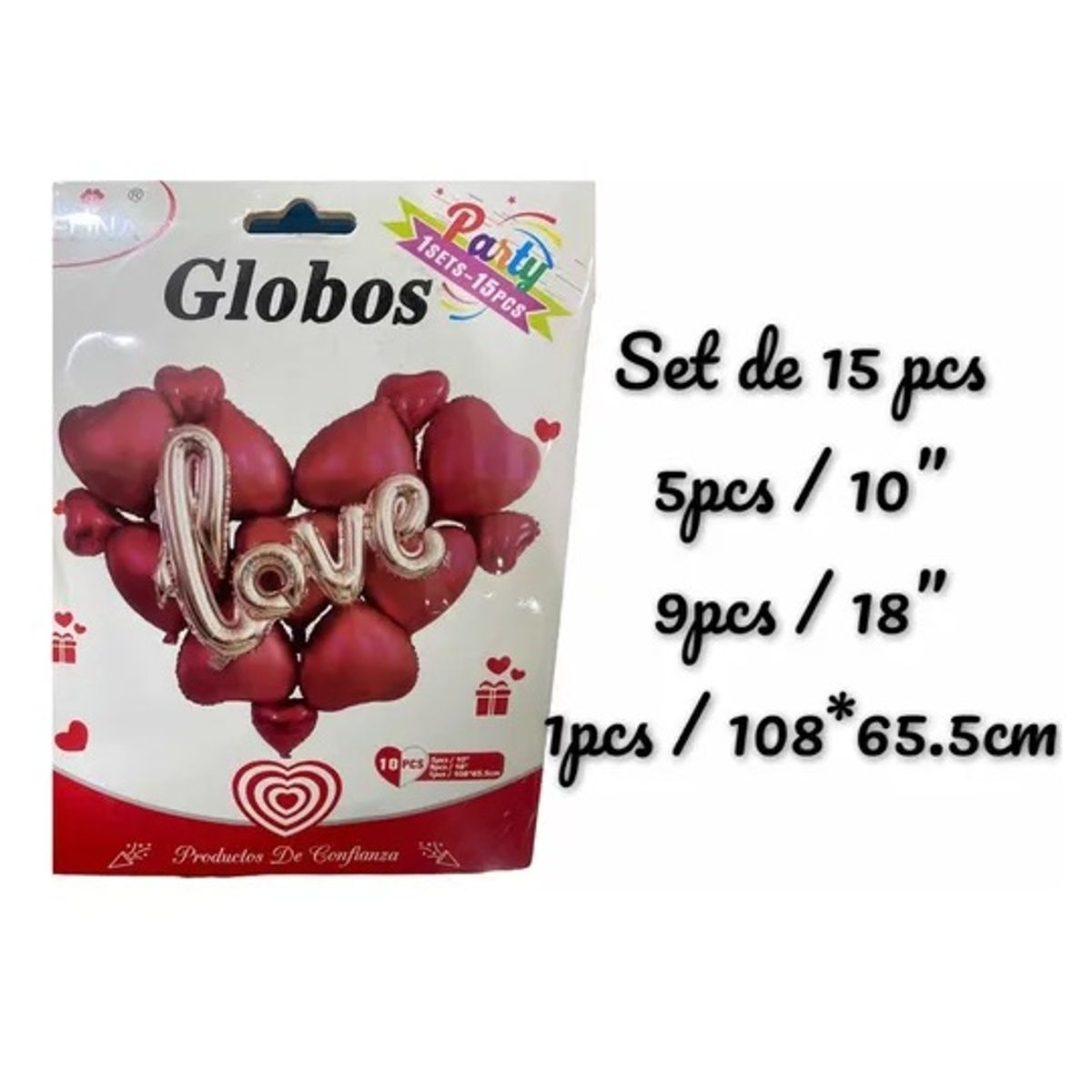 GENERICO - Set De Globos Love Decoración 15 Piezas Corazones
