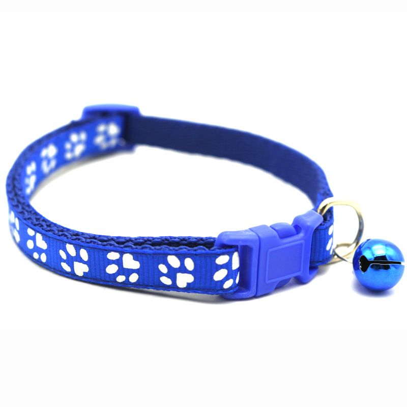 GENERICO - Collar Huellita con Cascabel para Gatos Azul Eléctrico
