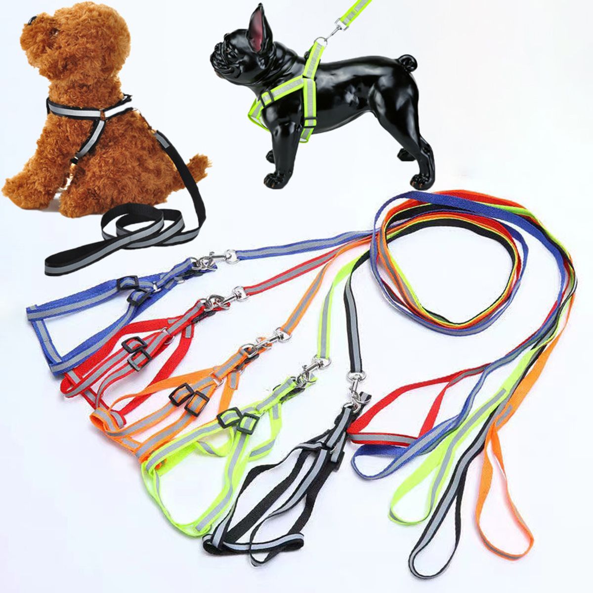 MASCO TODO - Arnés y Correa Reflectantes para Mascotas Perro Azul Talla S