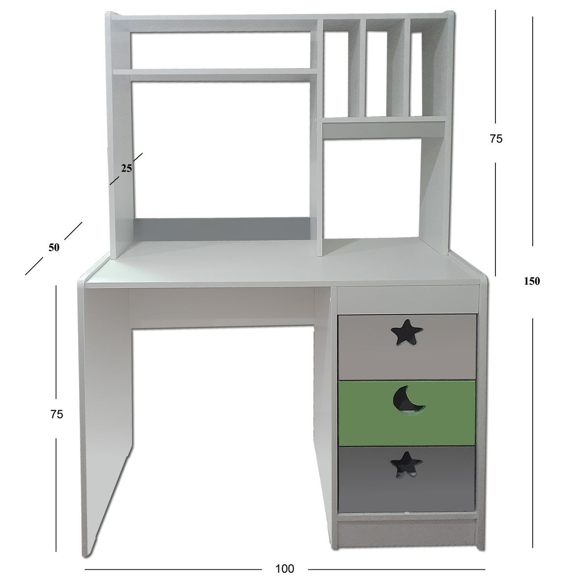 MUEBLES KIDS - escritorio con elevacion VERDE  GRIS