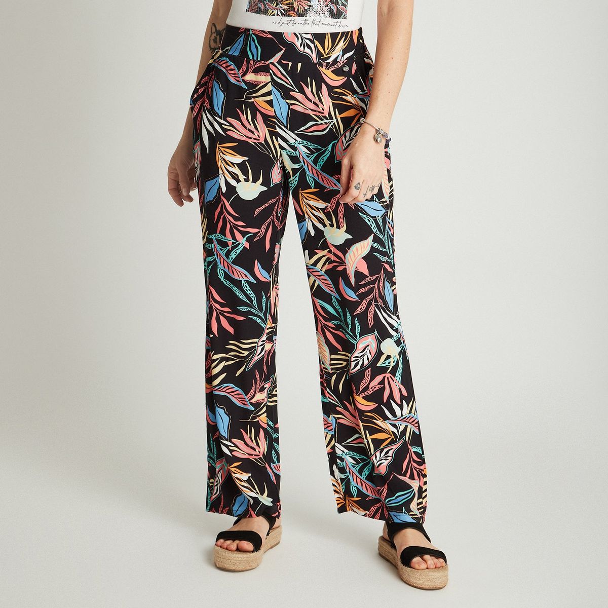 CURVI - Pantalón Palazzo Coral Pretina Elasticada CURVI