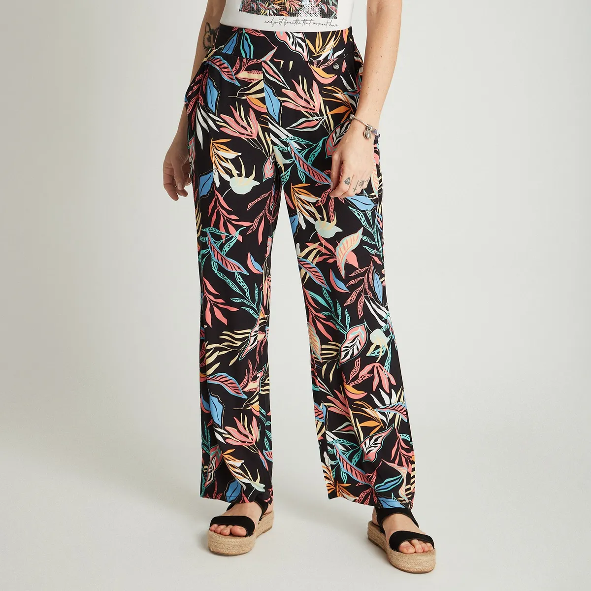 CURVI - Pantalón Palazzo Coral Pretina Elasticada CURVI