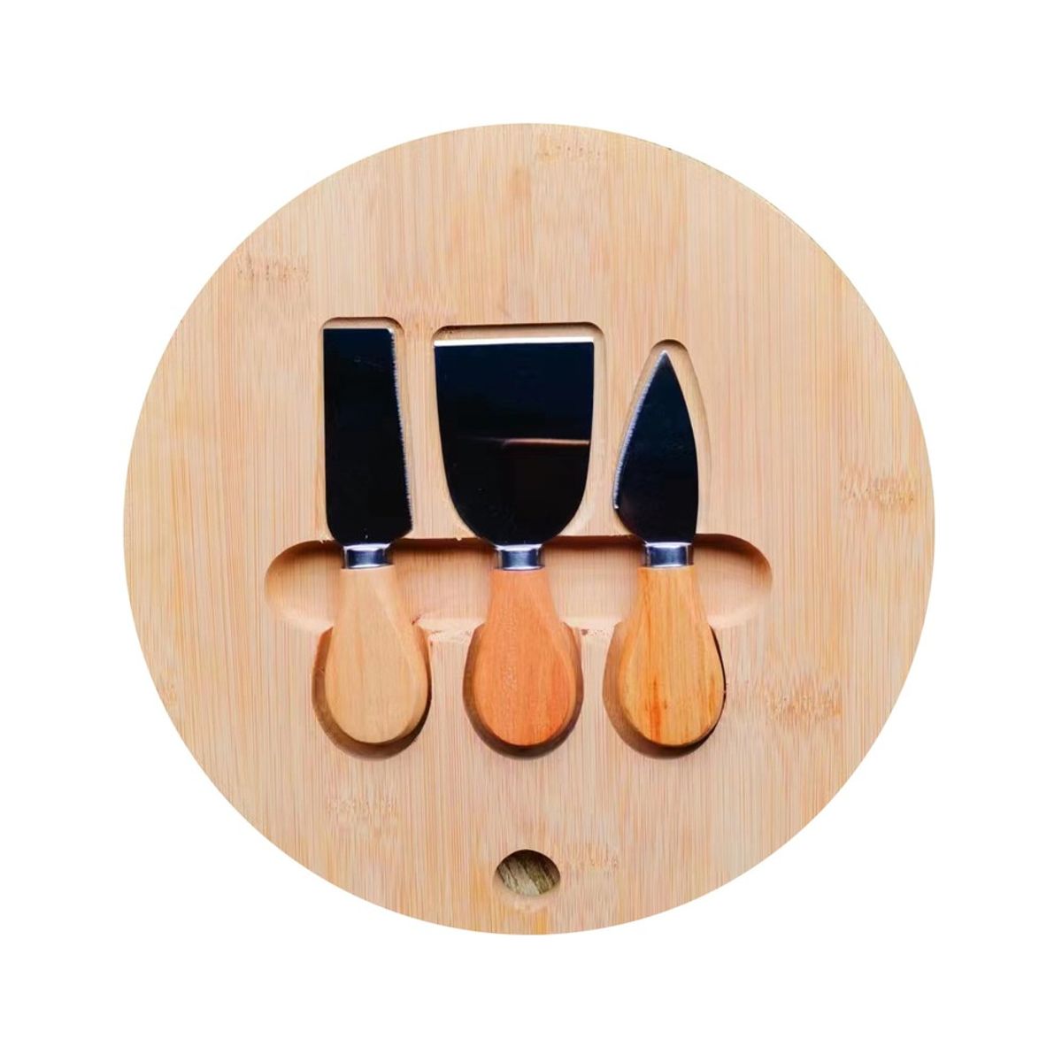 CAP DOR - Tabla Queso Redonda Tres Utensilios