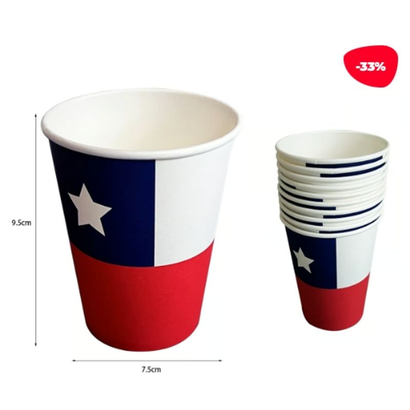 GENERICO - Vasos Carton Tricolor 87X75X53MM 10 Unidades