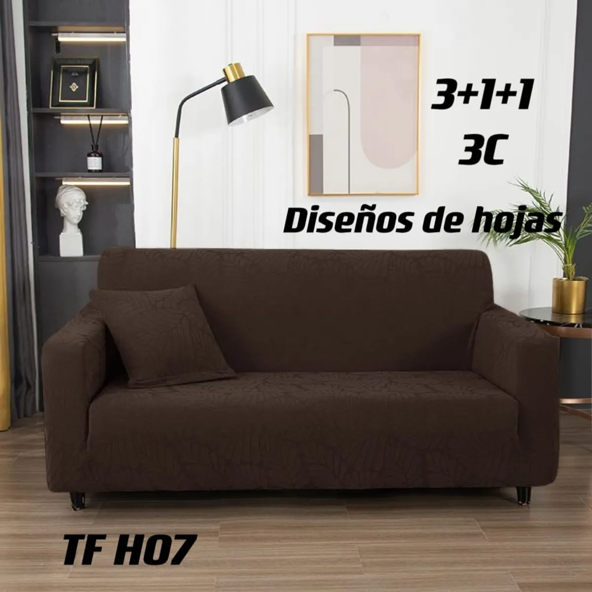 GENERICO - Set de Fundas de Sillones 3+1+1 Cpo Poliéster Textura Cafe TFH07