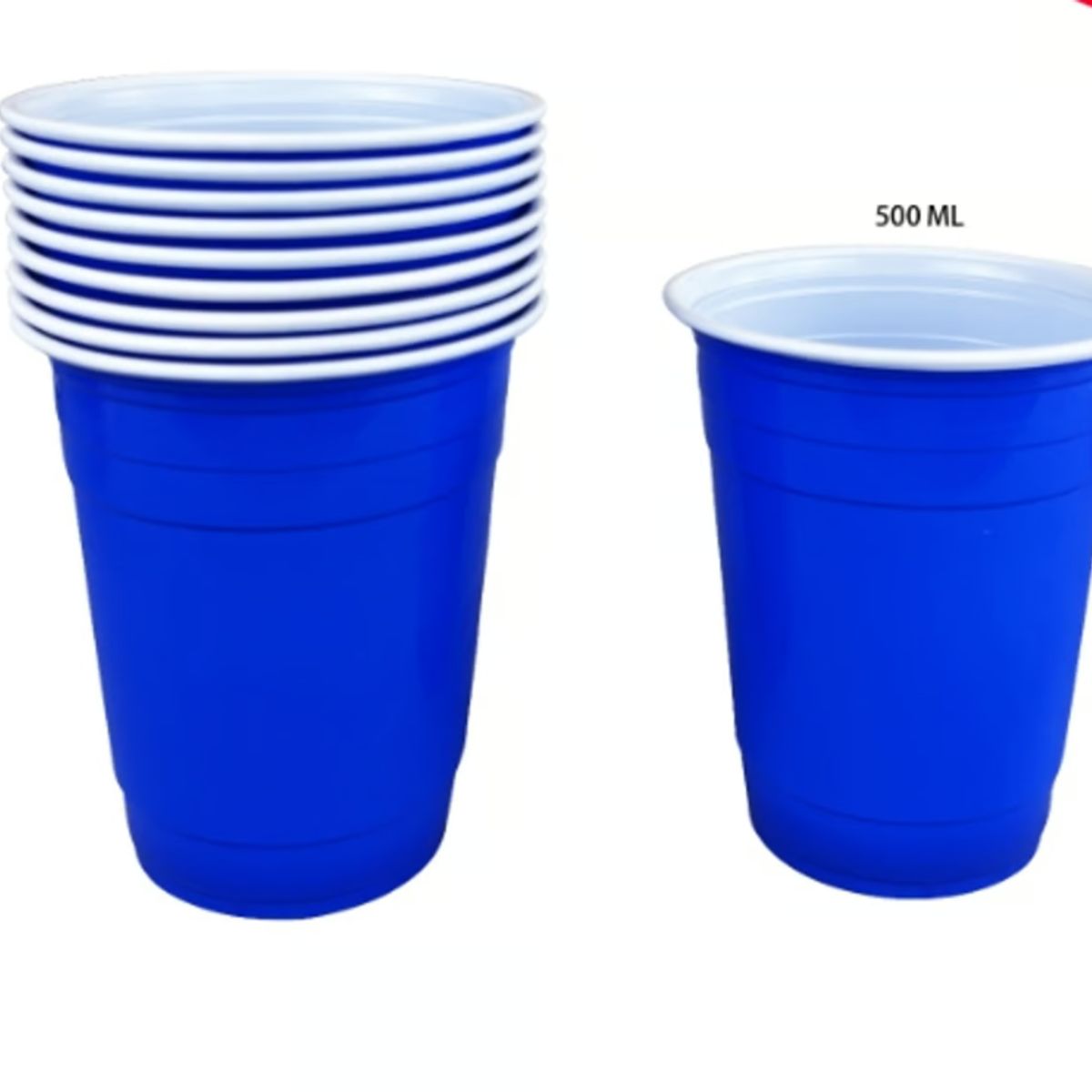 GENERICO - Vasos Plastico Azul 500ML 10 Unidades