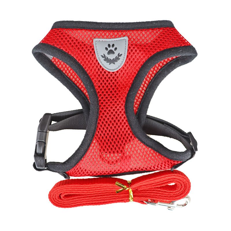 GENERICO - Arnés Reflectante y Correa para Perros Mascotas Rojo Talla S