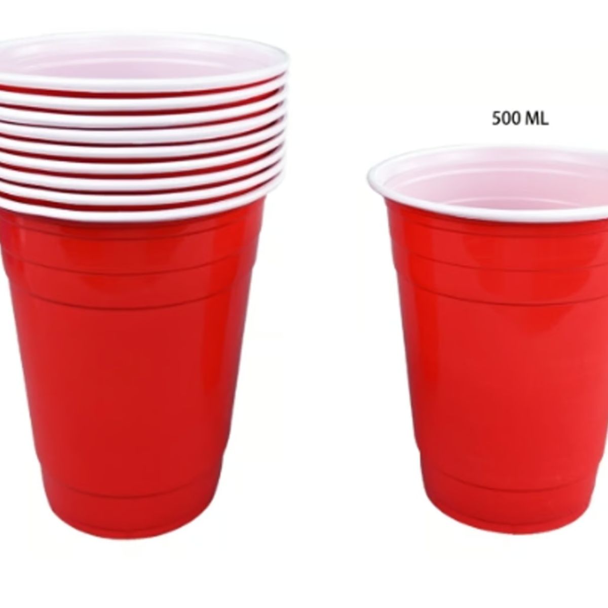 GENERICO - Vasos Plastico Rojo 500ML 10 Unidades