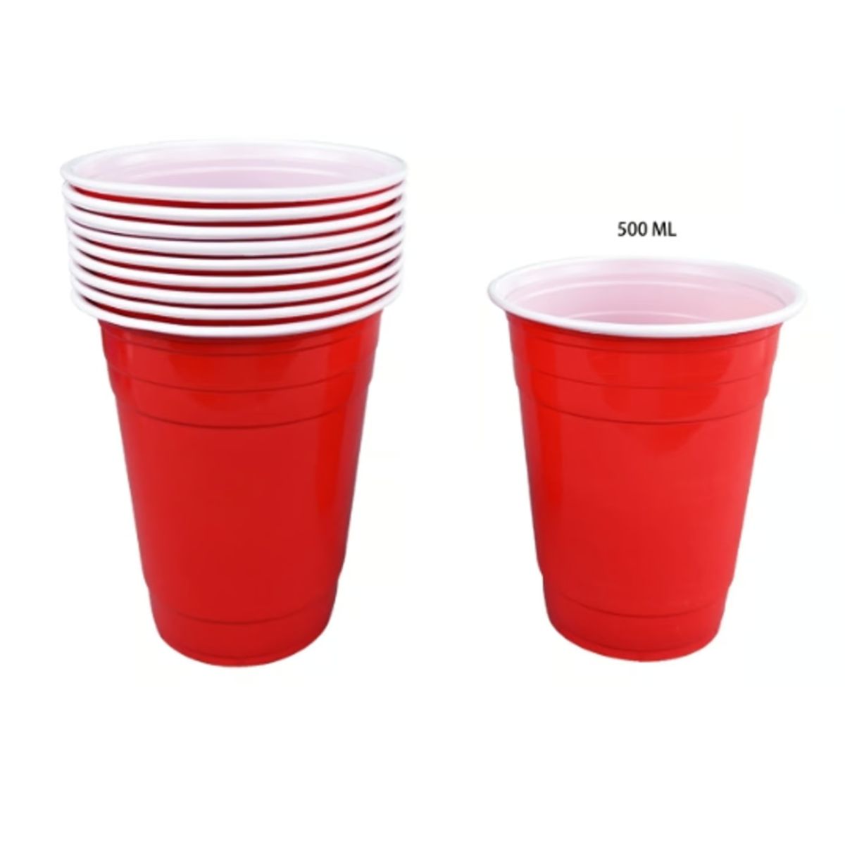 GENERICO - Vasos Plastico Rojo 500ML 10 Unidades