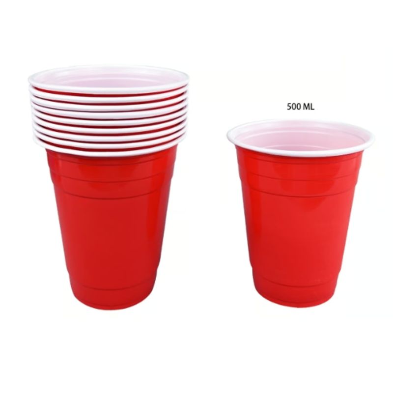 GENERICO - Vasos Plastico Rojo 500ML 10 Unidades