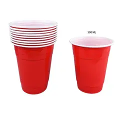 GENERICO - Vasos Plastico Rojo 500ML 10 Unidades