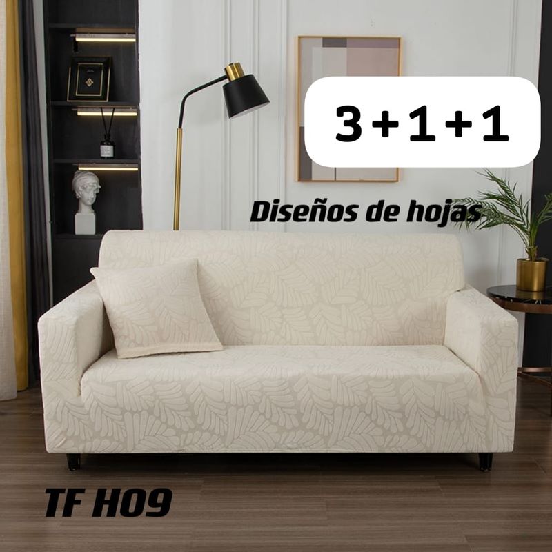 GENERICO - Set de Fundas de Sillones 3+1+1 Cpo Poliéster Textura Blanco TFH09