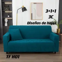 GENERICO - Funda de Sillon 3 Cuerpos Poliéster Textura. Color Turquesa TFH01