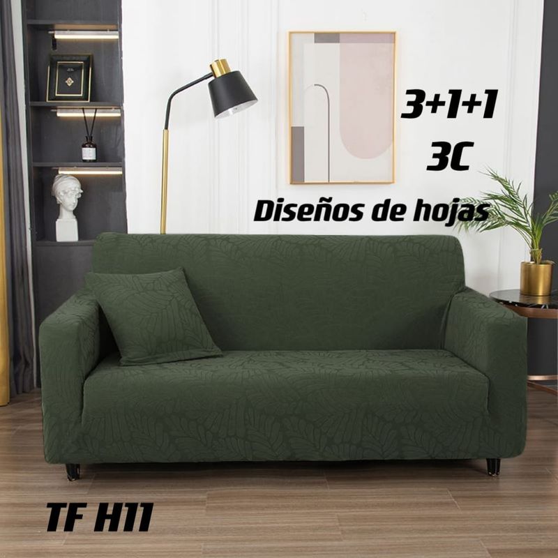 GENERICO - Funda de Sillon 3 Cuerpos Poliéster Textura. Color Verde TFH11