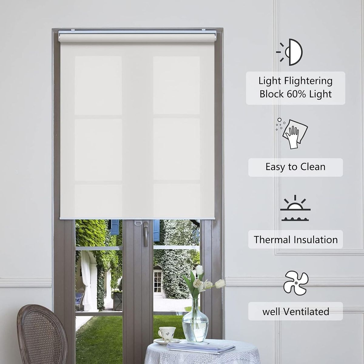 SUNDAY - Cortina Roller Sunscreen Uv Traslúcida Ecofrest 200x240 BLANCO