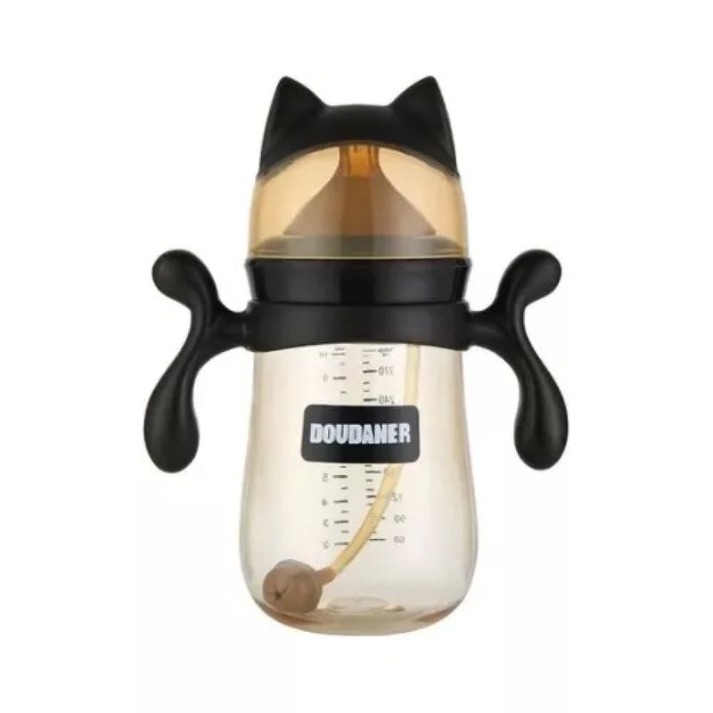 GENERICO - Biberón De Silicón Con Asa Para Bebé Boquilla Ancha Gato