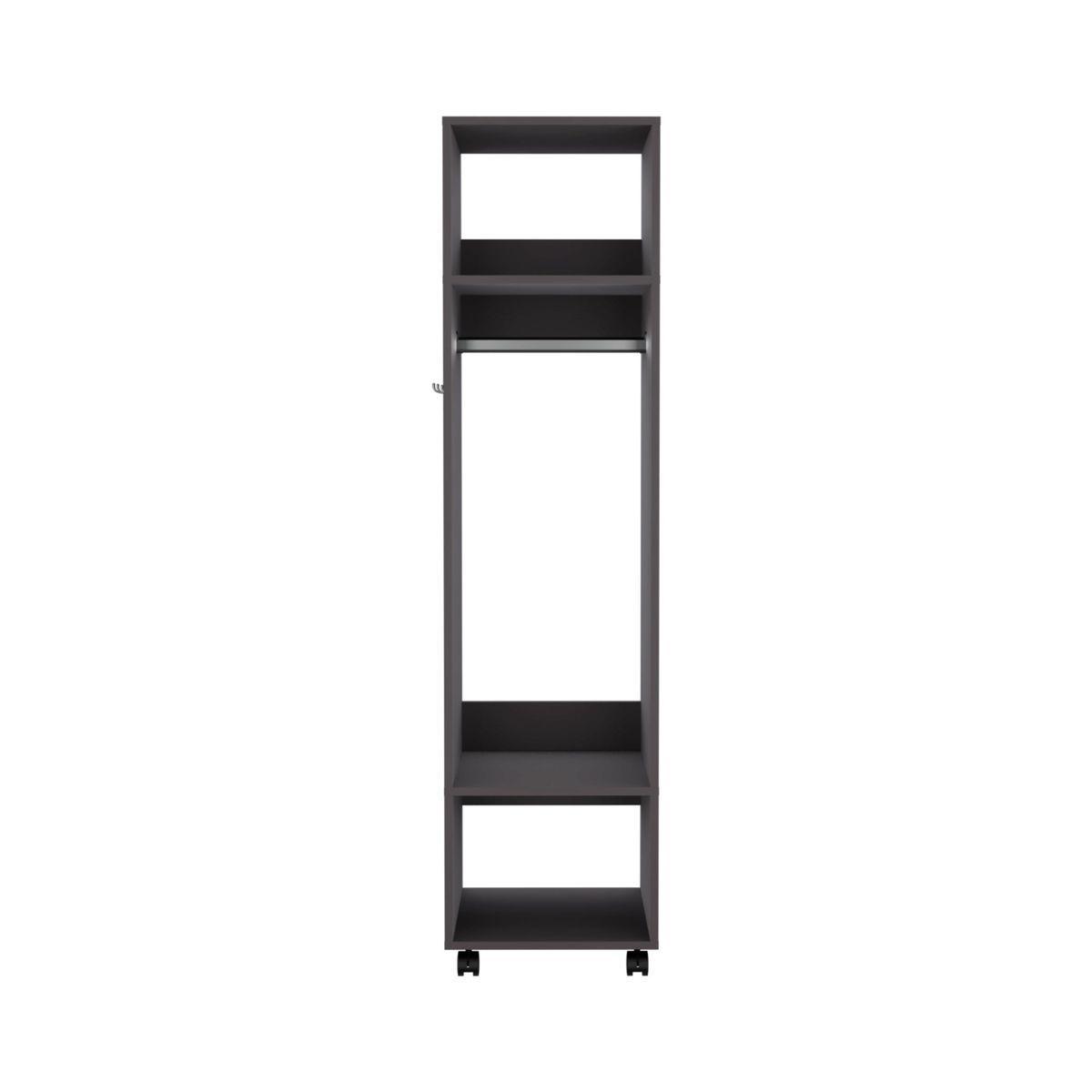 FMFURNITURE - Closet Con Espejo y Ruedas - Negro 160x40x48 cm