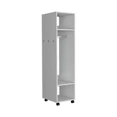 FMFURNITURE - Closet Con Espejo Y Ruedas Fm-025B - Blanco