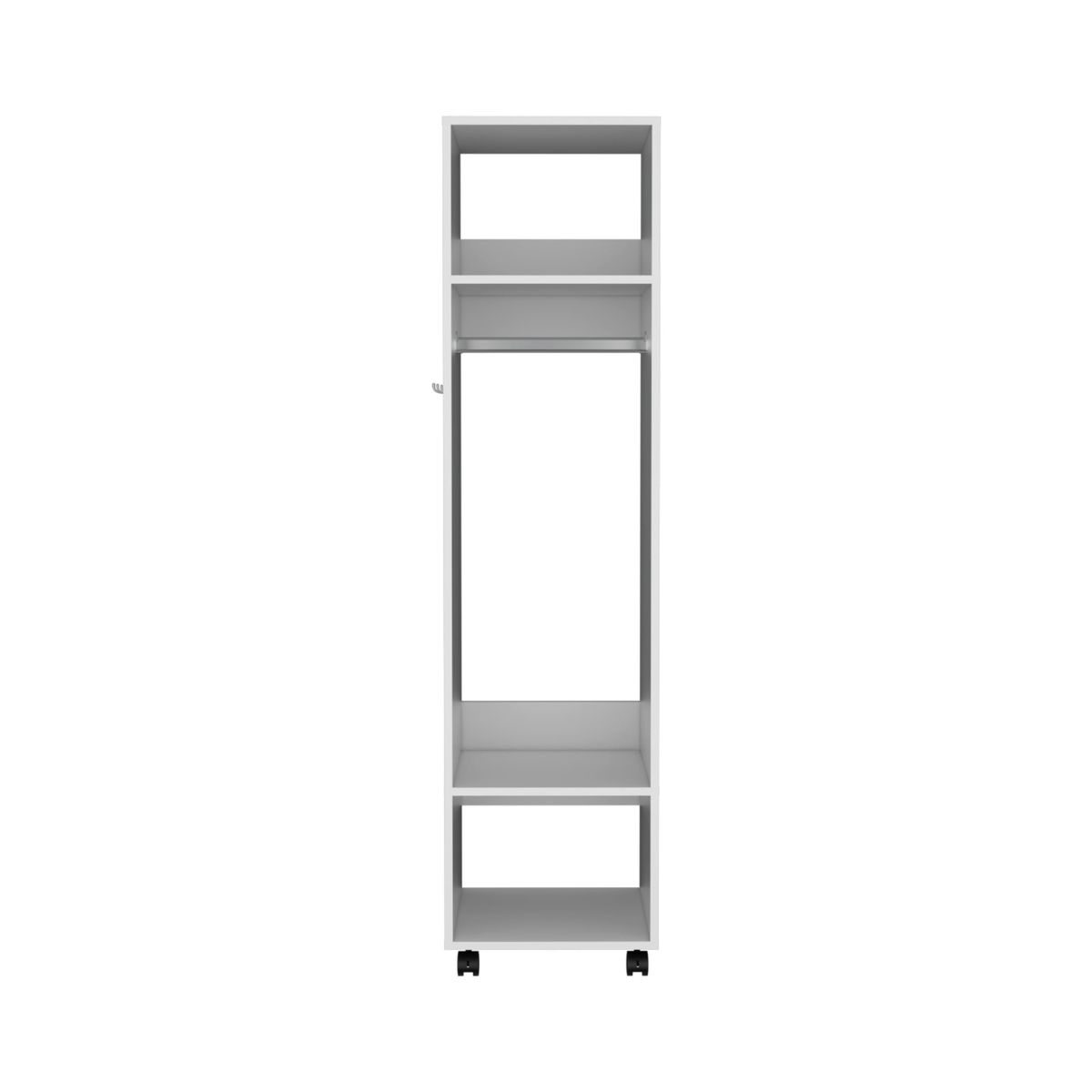 FMFURNITURE - Closet Con Espejo y Ruedas - Blanco 160x40x48 cm