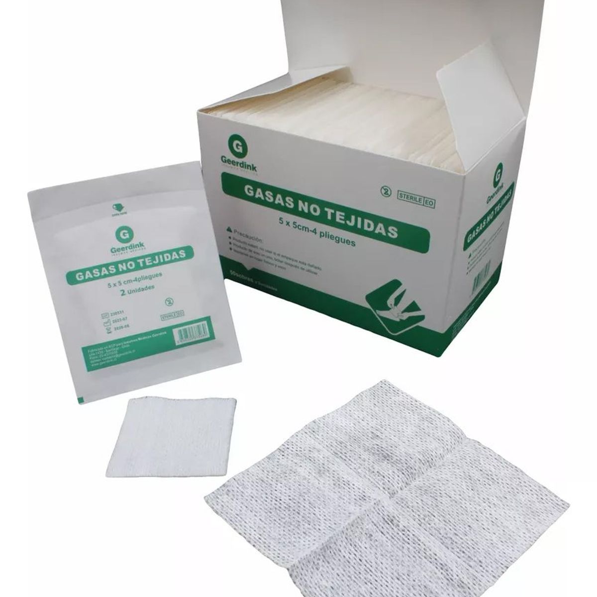 GENERICO - Gasas No Tejida Esteril 5 CM. x 5 CM. x 50 Sobres de 2 unds. Geerdink