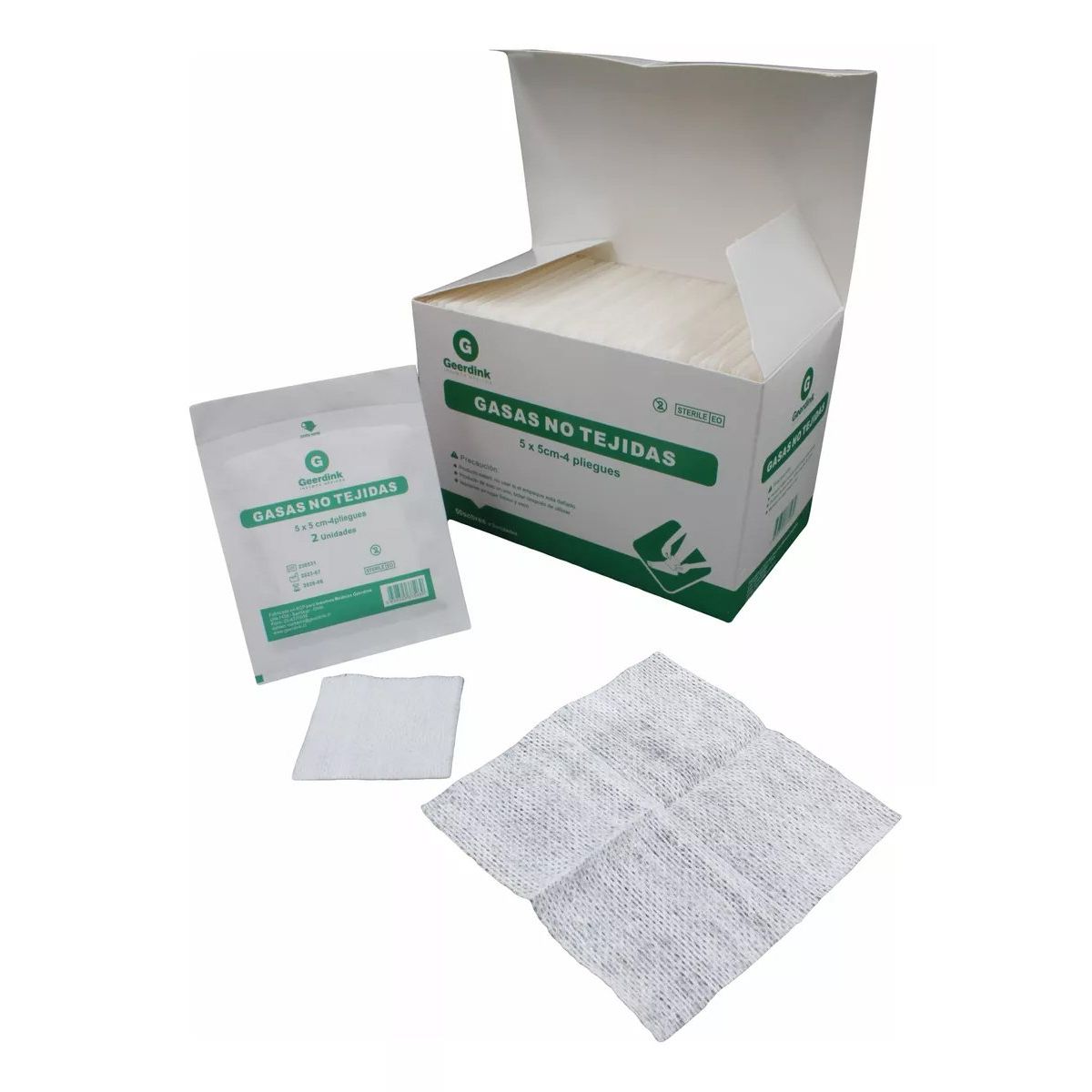 GENERICO - Gasas No Tejida Esteril 5 CM. x 5 CM. x 50 Sobres de 2 unds. Geerdink