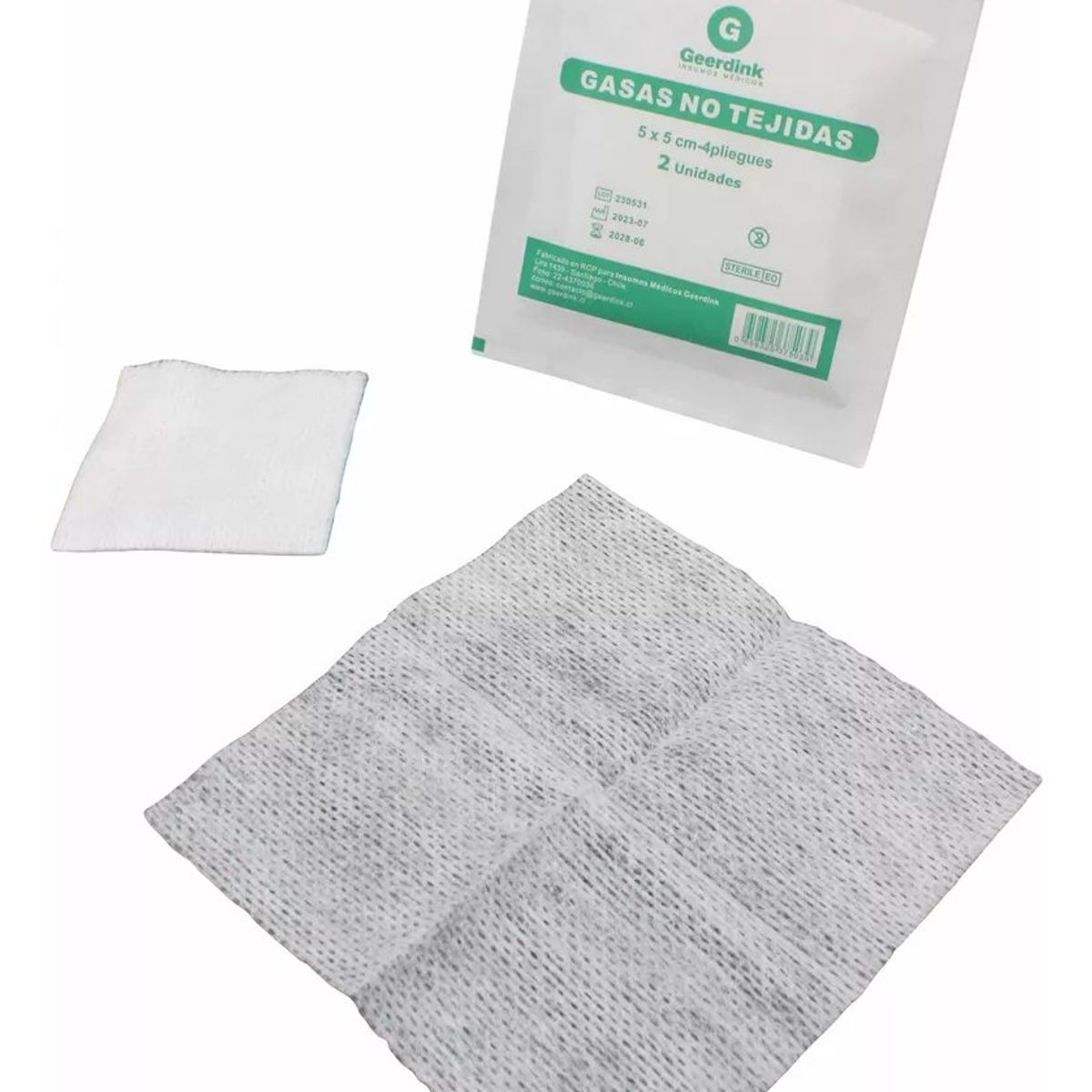 GENERICO - Gasas No Tejida Esteril 5 CM. x 5 CM. x 50 Sobres de 2 unds. Geerdink