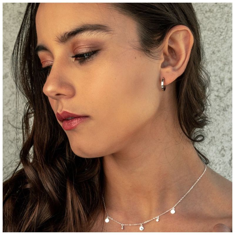 BOAZ JOYAS - ARGOLLAS LISAS 15MM BAÑADAS EN ORO BLANCO