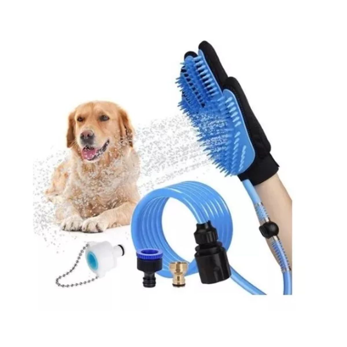 GENERICO - Guante Masajeador Ducha Baño Mascotas +manguera 2m Jp Ideas