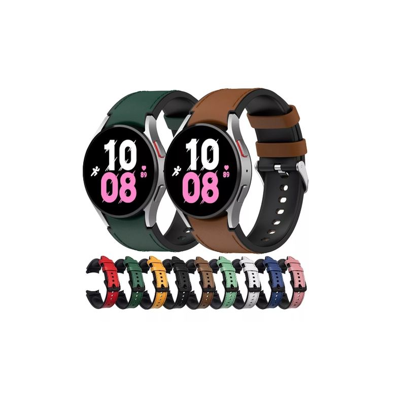 GENERICO - Correa De Ecocuero Para Galaxy Watch 4/5/5pro 40 44 42 46mm-MARRON