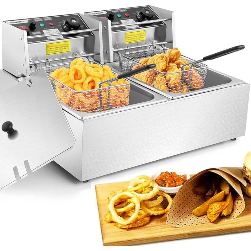 GENERICO - FREIDORA ELÉCTRICA 12L ACERO INOX  2 PUESTOS