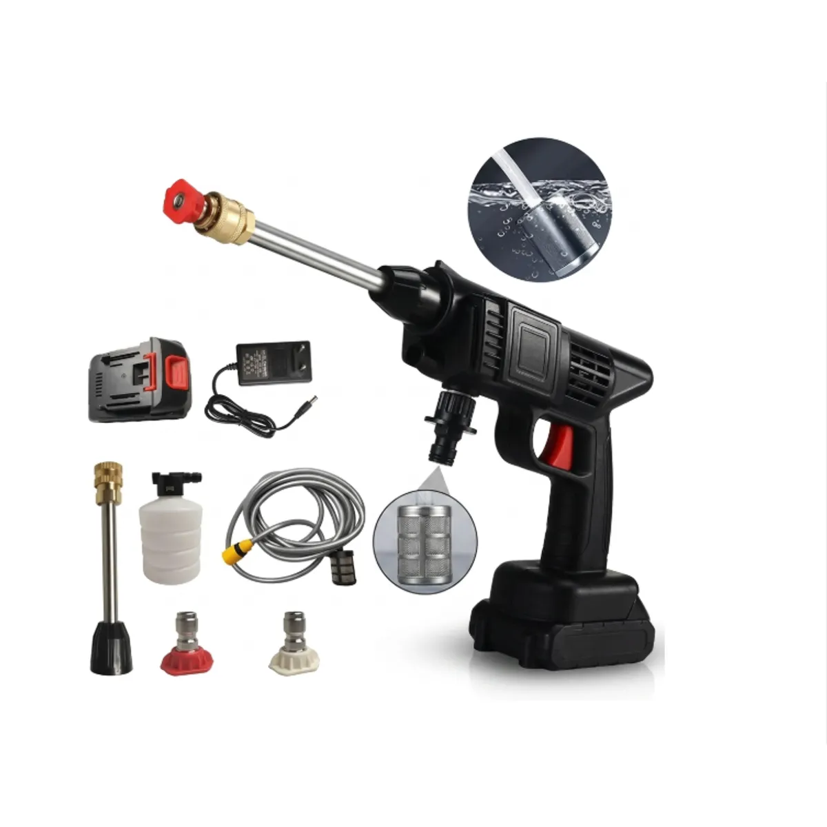 IRM - Hidrolavadora Inalambrica Portatil Alta Presion Auto Jardin Bateria Recargable Kit Completo 48v