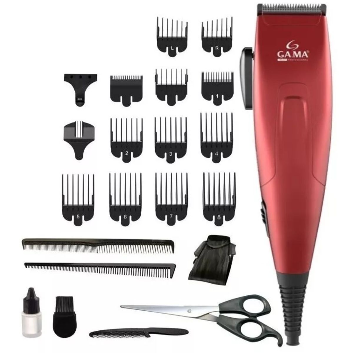 GAMA - Cortapelos Clipper Gm 562 Motor Magnético 24 Piezas Rojo
