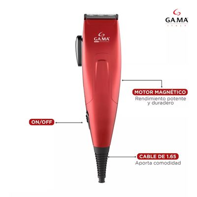 Imagen 2 del producto Cortapelos Clipper Gm 562 Motor Magnético 24 Piezas Rojo