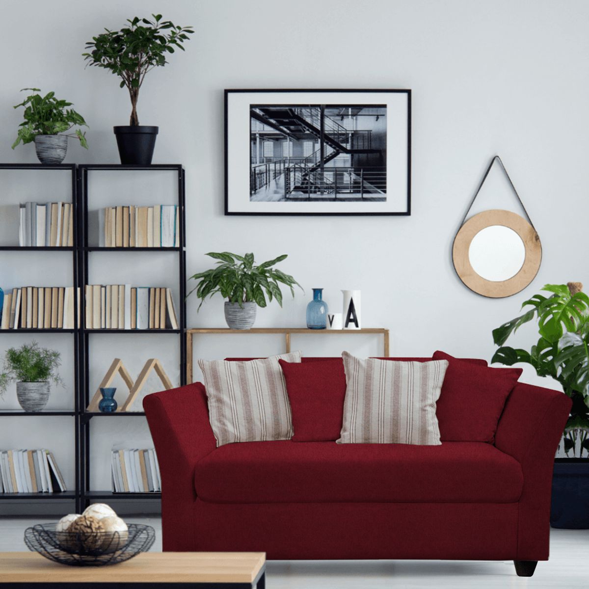 CASA WOW DECO - SOFA INA 2 CUERPOS ROJO