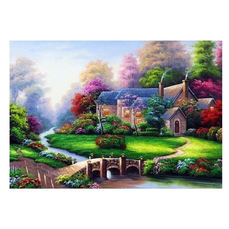 GENERICO - Kit Diamond Painting Pintura De Diamante - Casa Bosque 2