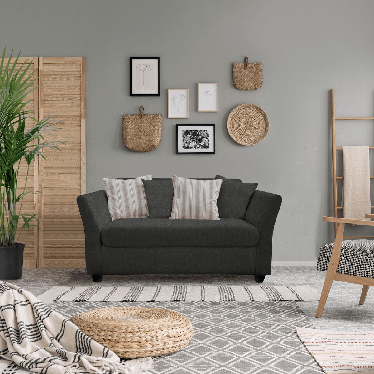 CASA WOW DECO - SOFA INA 2 CUERPOS GRIS