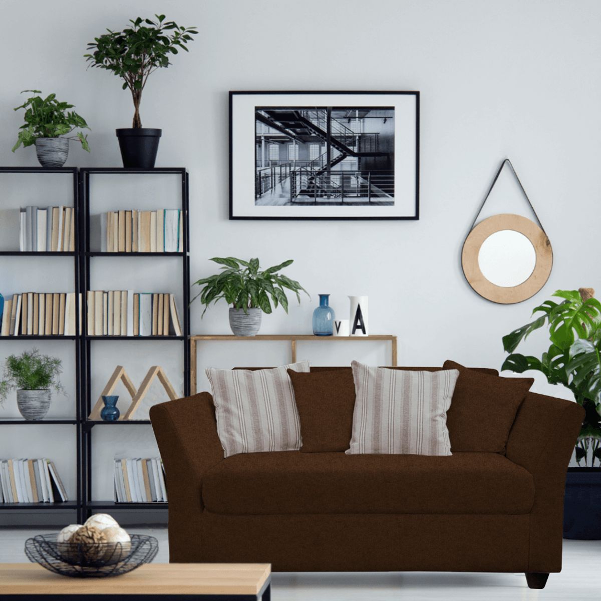 CASA WOW DECO - SOFA INA 2 CUERPOS CAFÉ.