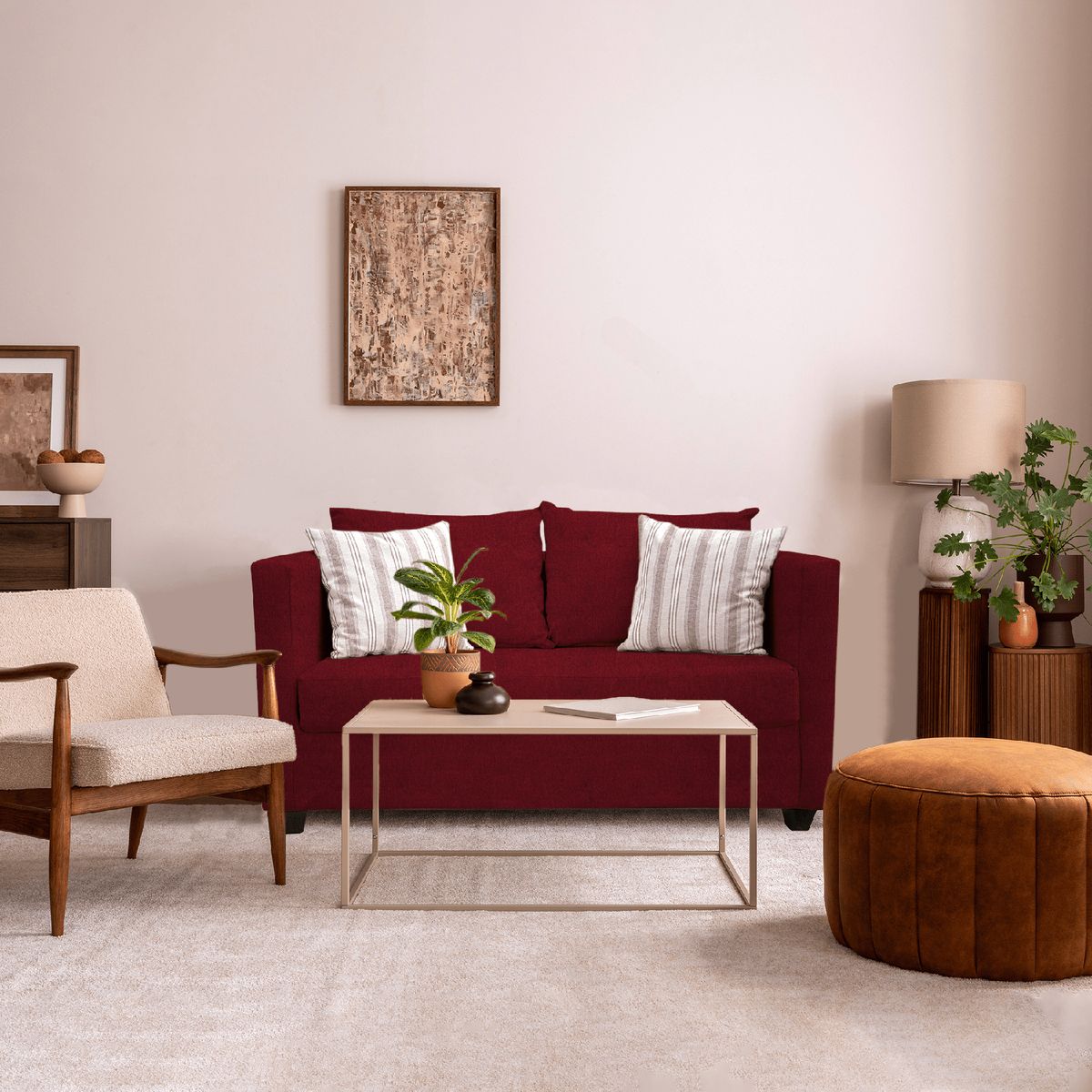 CASA WOW DECO - SOFA DANTE 2 CUERPOS ROJO